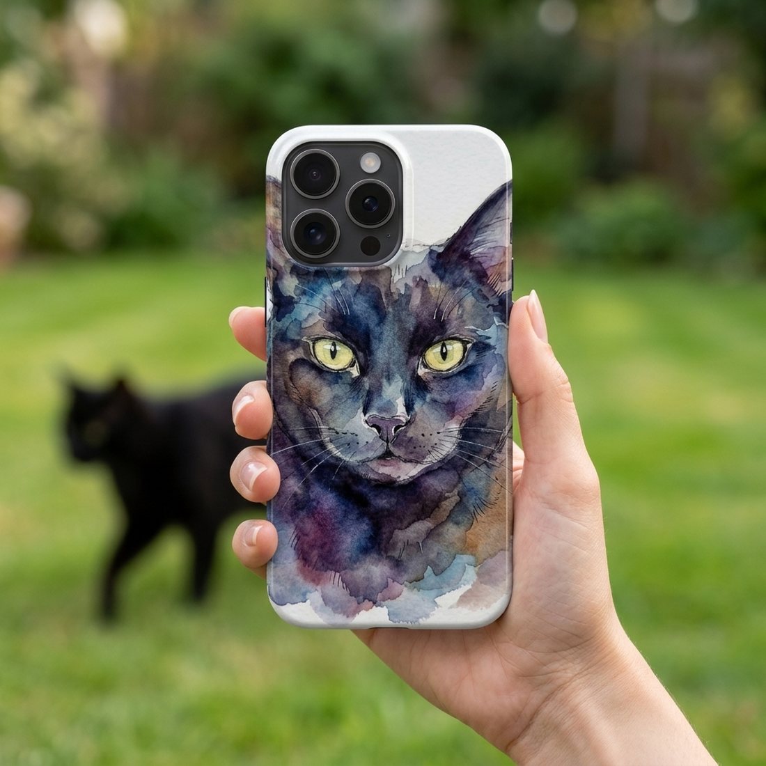 A cat on a phone case