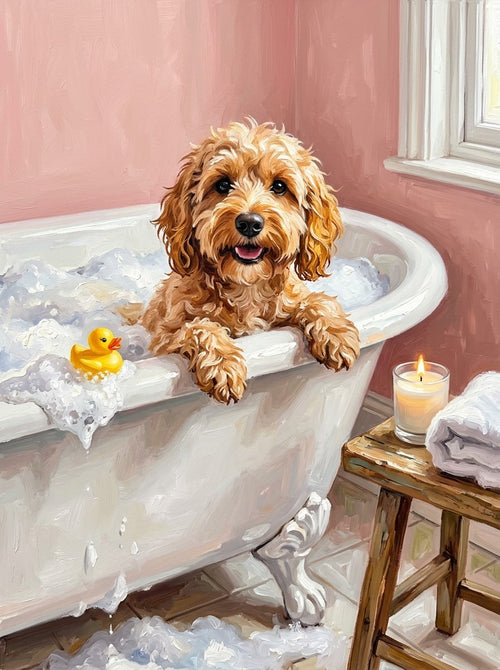 Example of Bath Time pet portrait